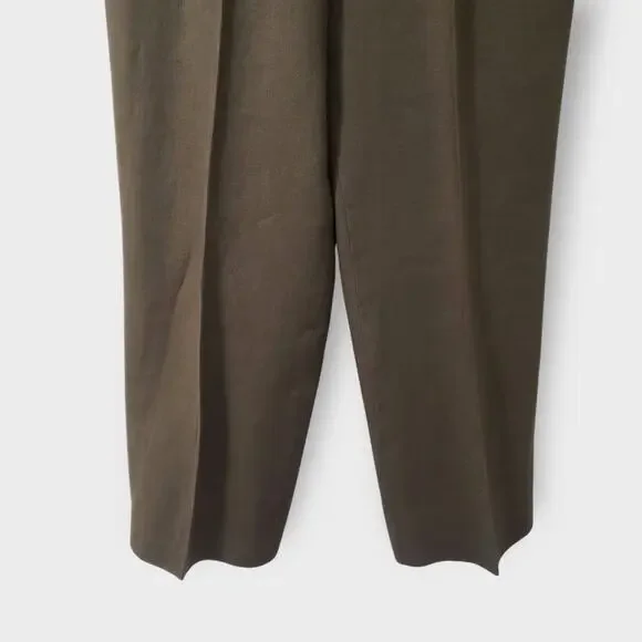 Talbots Petites Irish Linen Trouser Pants Green Sz 8P Straight Leg Career Work - Picture 3 of 10